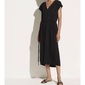 Vince Popover V-Neck Tiered Midi Dress